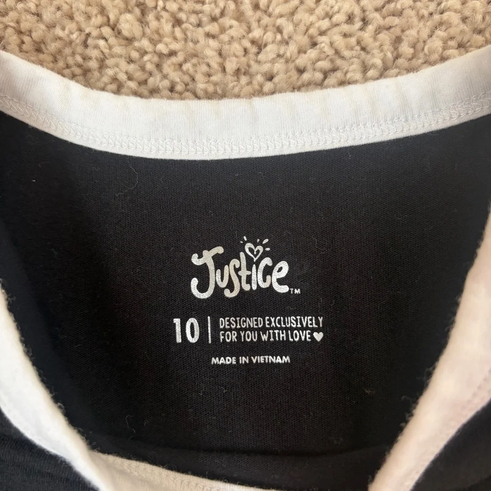 Justice Black and Gray Kids Zip up, Sweatshirt and Tshirt Bundle Size 10